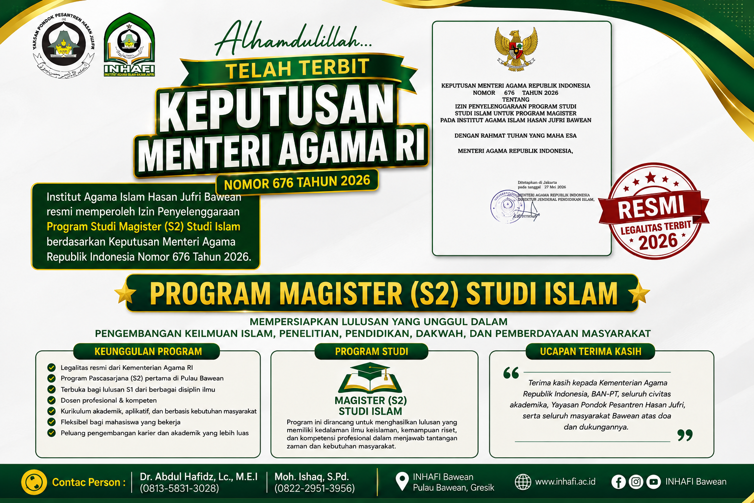 Kado Istimewa untuk Bawean! INHAFI Resmi Buka Program Magister (S2)  Pertama di Pulau Bawean